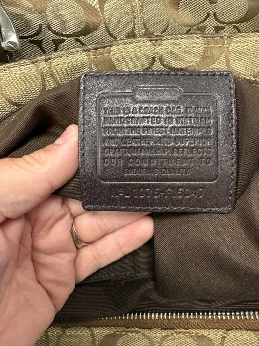 Coach Beige and Brown Signature Canvas Tote F15047